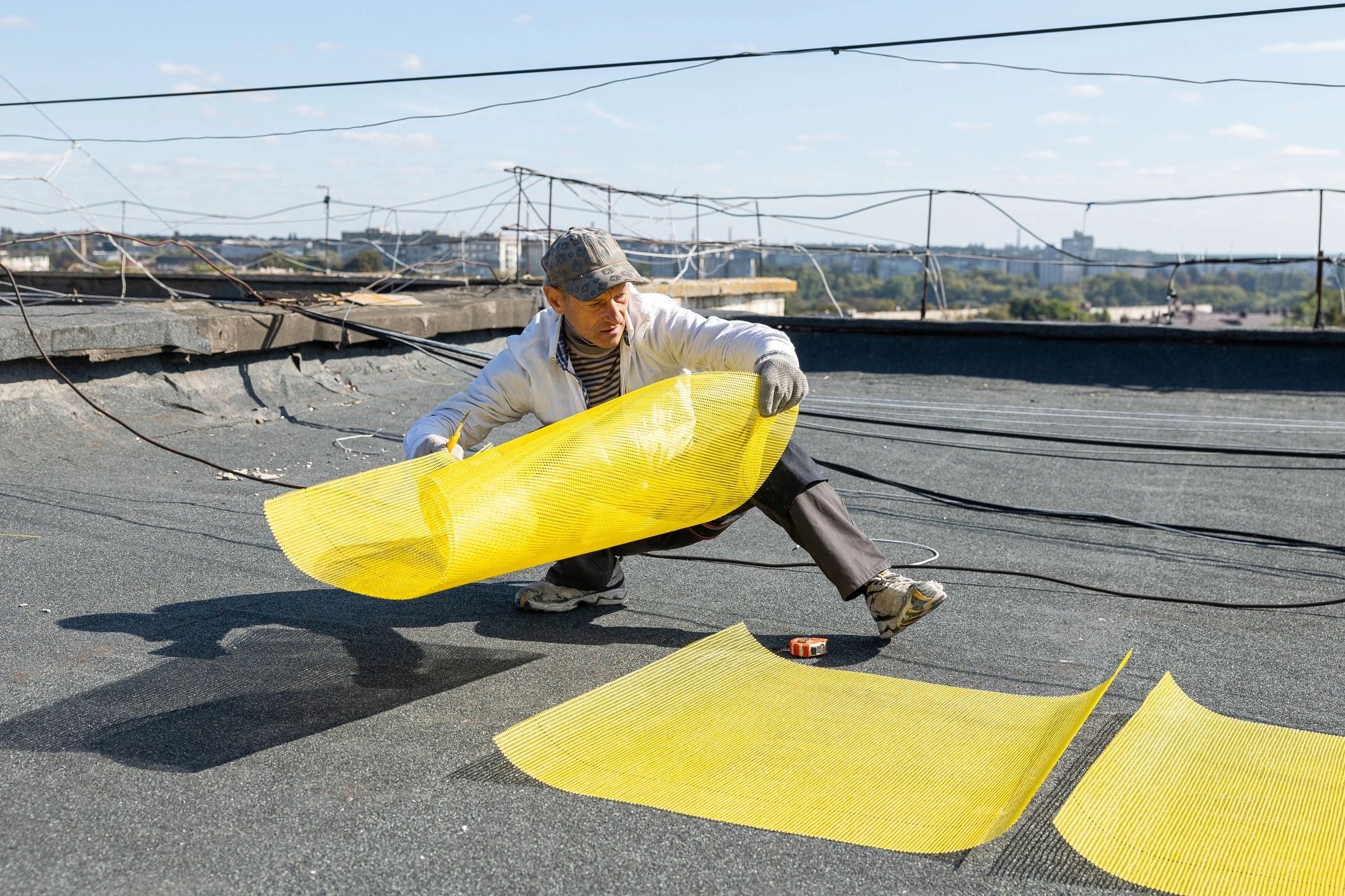 Roofing tradesperson working on a home