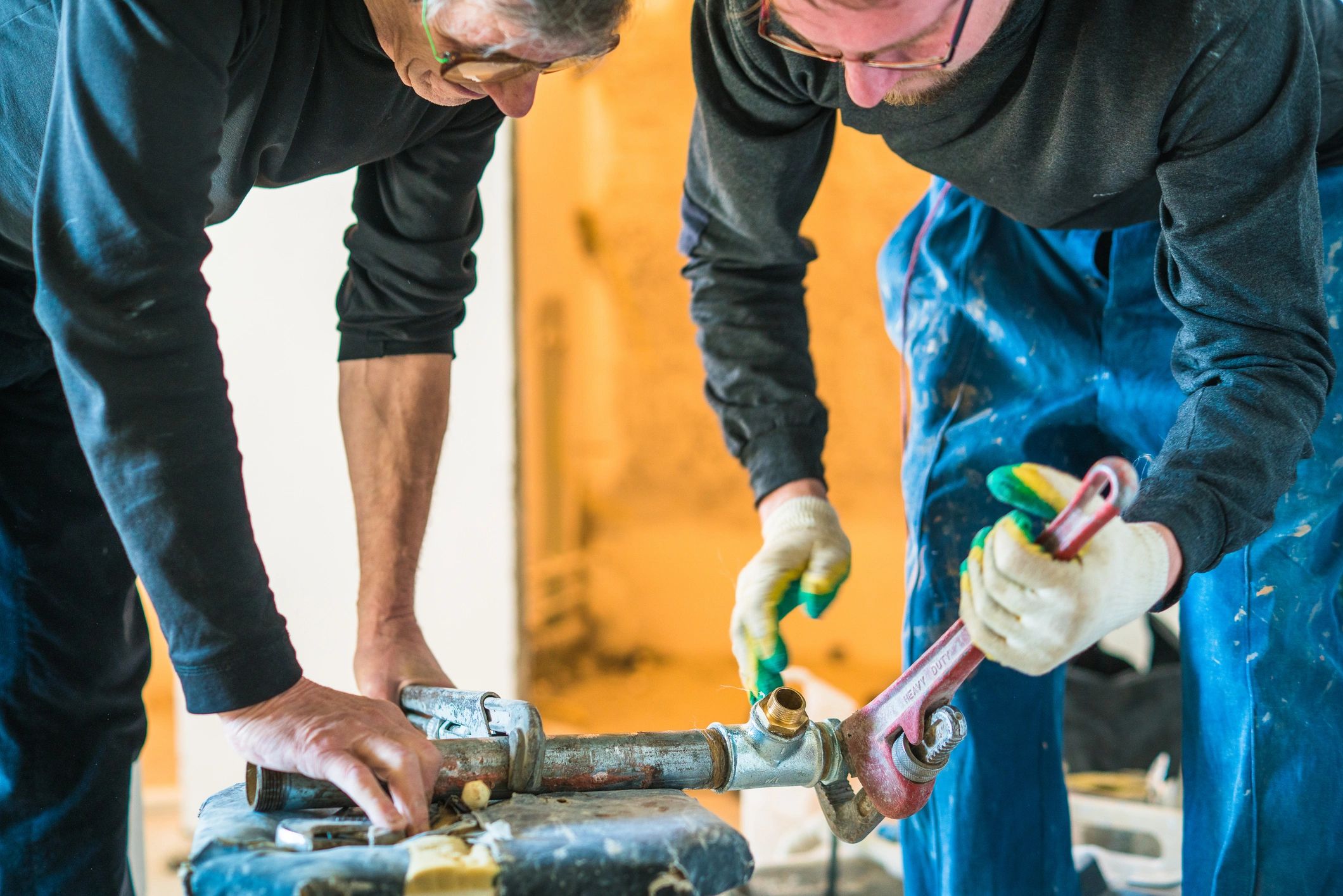 Plumbing team at work